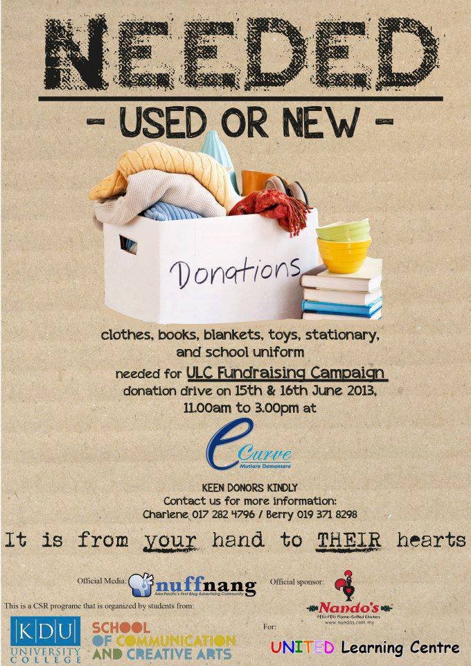 ULC Fundraising Campaign - Used or New Needed