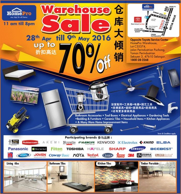 HomePro Warehouse Sale - Discounts Up To 70%