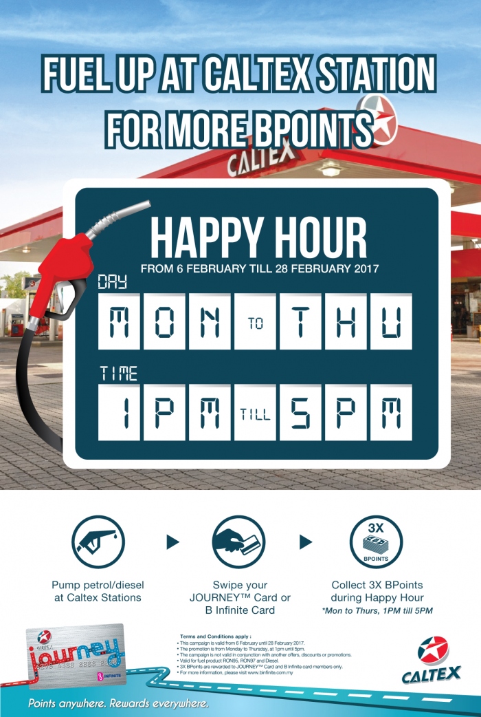 3X B Infinite BPoints During Happy Hours at Caltex Stations