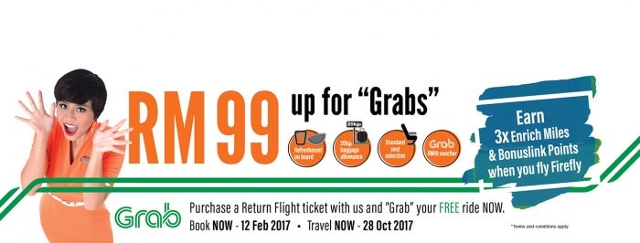 Earn Up To RM99 Offers Value For Return Flight Ticket with Firefly
