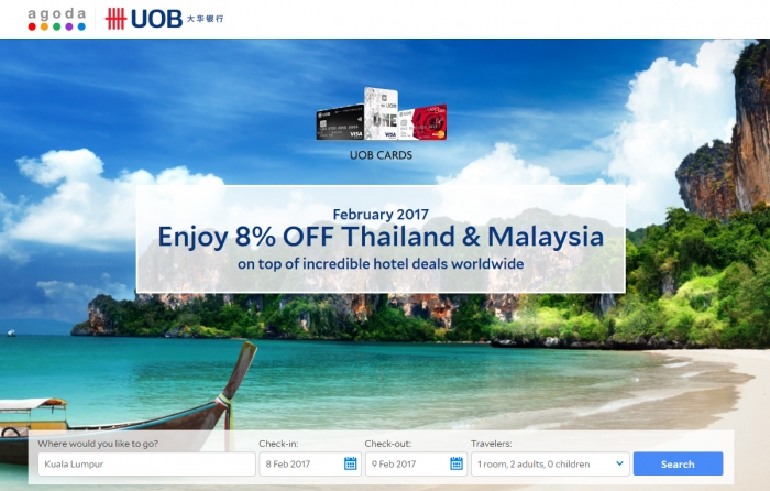 8% OFF Agoda Thailand & Malaysia Hotels Booking with UOB Cards
