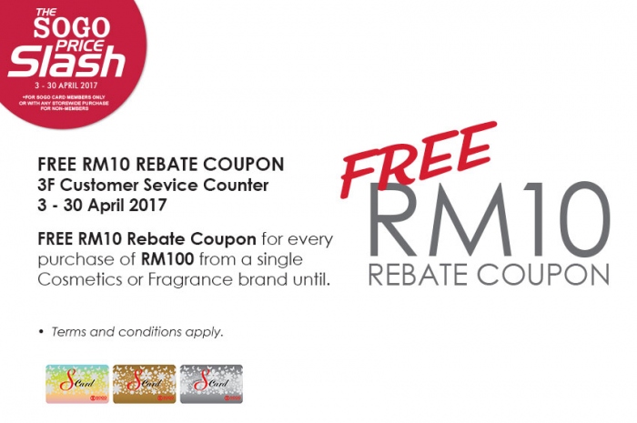 KL Sogo Price Slash - Free RM10 Rebate Coupon