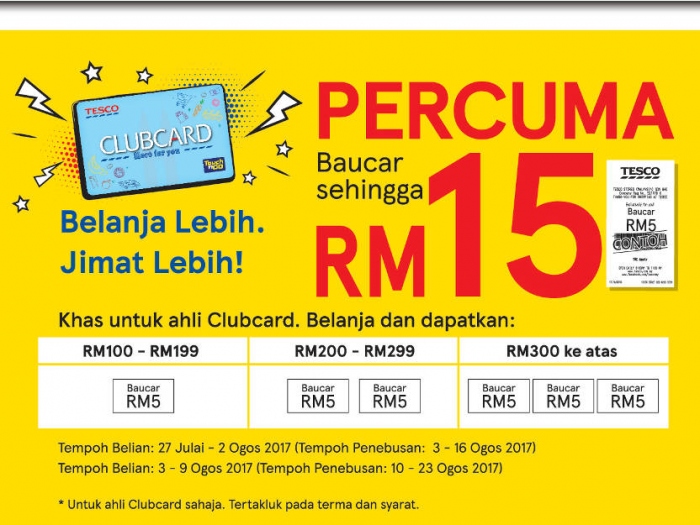 Tesco Clubcard Members Free Voucher For Purchase Above RM100
