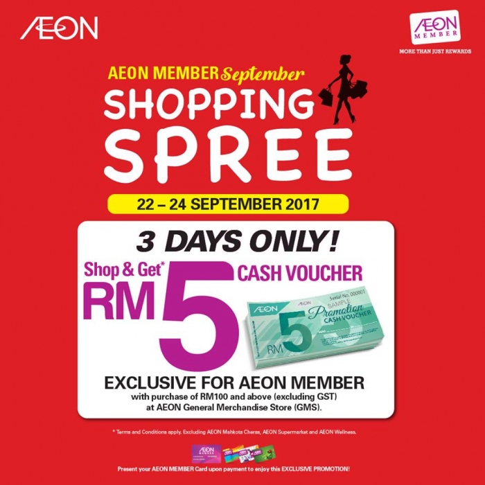 AEON Member September Shopping Spree - Shop n Get RM5 Voucher
