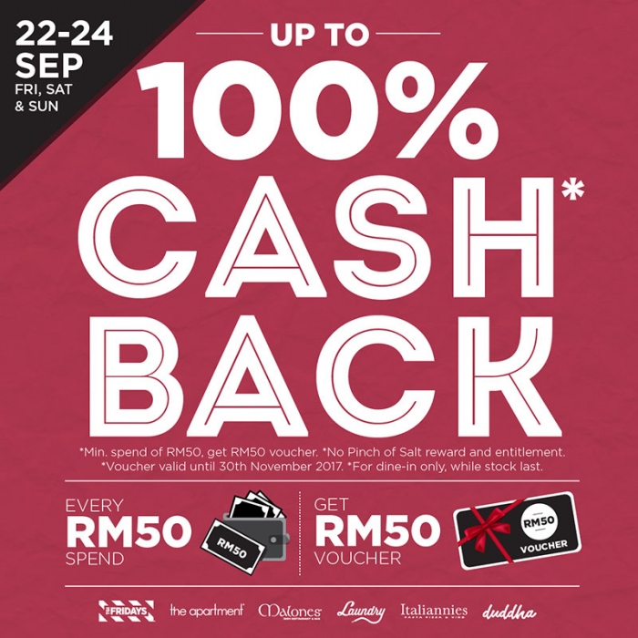 RM50 Voucher for Every RM50 Spend at Chaswood's Brand Restaurants
