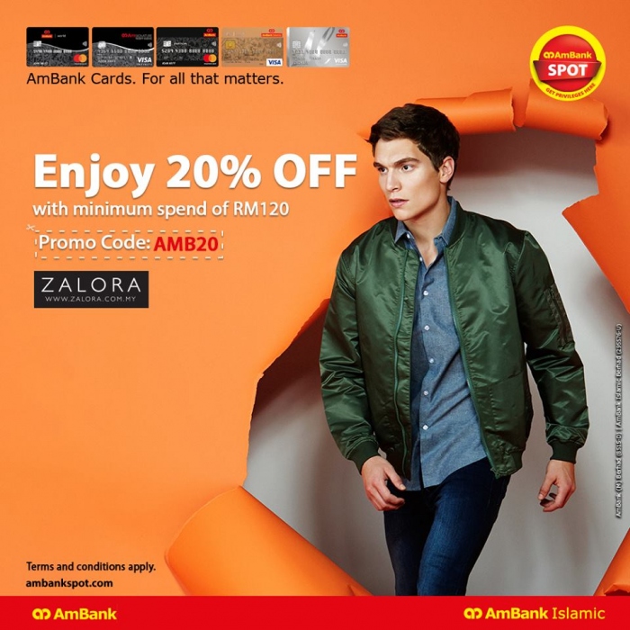 Enjoy 20% OFF Your Order RM120 or More @ Zalora.com.my with AmBank Cards