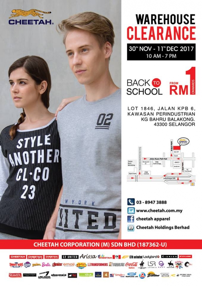 Cheetah Apparel Warehouse Sale - From RM1 Onwards