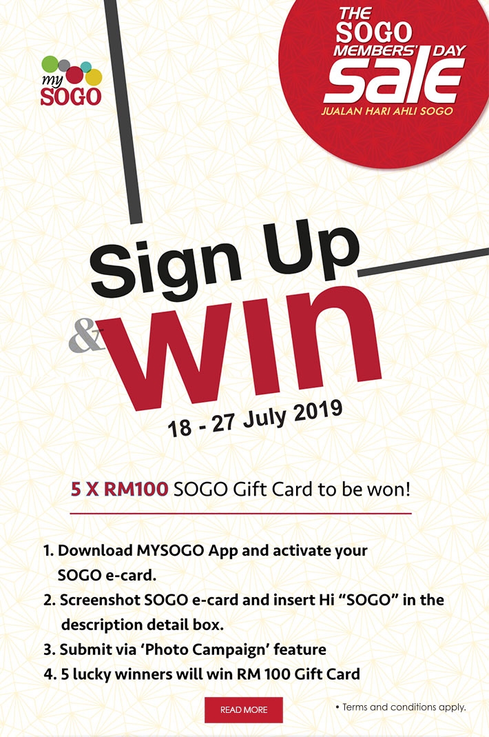 Sign Up Sogo Card Members & Activate Sogo e-Card To Win RM100 Shopping Voucher